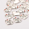 Wedding Party Supply Antique Silver Alloy Rhinestone Heart Carved Word Brother of Bride Wedding Family Charms X-TIBEP-N005-27B-2