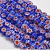 Handmade Millefiori Glass Flat Round Bead Strands LK-P011-12-1