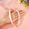 Alloy White Enamel Flat Round with Letter A Pendant Single Face Velvet Ribbon & 304 Stainless Steel Chain Double Layered Necklaces for Women NJEW-TAC0040-5