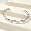 Brass Micro Pave Clear Cubic Zirconia Cuff Bangles for Women BJEW-A172-04P-1