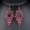 Flower Zinc Alloy Rhinestone Chain Necklaces & Stud Dangle Earrings Sets WG08719-01-4