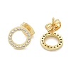 Brass Micro Pave Clear Cubic Zirconia Stud Earrings EJEW-M076-01G-01-2