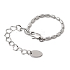 Brass Column Link Chain Bracelet Making AJEW-B189-01P-2