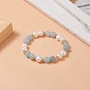 Natural Quartz(Dyed) & Pearl Round Beaded Stretch Bracelet for Women BJEW-JB09246-04-5