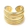 Rack Plating Brass Multi Lines Open Cuff Rings RJEW-K249-05G-2