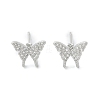 Brass Micro Pave Clear Cubic Zirconia Stud Earrings EJEW-A128-01P-2