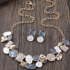 Flat Round & Oval & Square Zinc Alloy Enamel Pendant Necklaces & Stud Earrings Sets WG42338-04-1