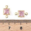 SHEGRACE Brass Pave Cubic Zirconia Square Connector Charms XGRQ2O093-440E-G-3
