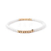 Gold-tone Miyuki Elastic Crystal Beaded Bracelet with Acrylic Tube Beads ST9349097-1