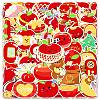 Apple 50Pcs PVC Adhesive Waterproof Stickers Stickers PW-WG757A0-01-1