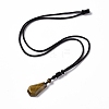 Natural Tiger Eye Hexagon Pendant Necklace with Nylon Cord NJEW-G094-A04-4