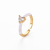 Brass Enamel Cuff Rings RJEW-T016-31G-NF-3