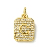 Rack Plating Brass Micro Pave Clear Cubic Zirconia Charms KK-G501-01C-G-1