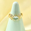 Ocean Theme Brass Micro Pave Cubic Zirconia Cuff Rings for Women RJEW-F184-17F-G-1