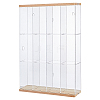 3-Tier 4-Grid Transparent Acrylic Minifigures Organizer Dispaly Case with Wood ODIS-WH0004-03B-1