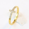 Cross Stainless Steel Micro Pave Clear Cubic Zirconia Finger Rings for Women FS-WG88B59-06-4
