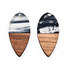 Transparent Resin & Walnut Wood Pendants RESI-N025-031-C-4