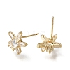 Brass Pave Cubic Zirconia Stud Earring Findings CU-CBAE189-04G-2