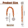 8Pcs Natural Wood Beehive Shaped Beads with Alloy Pendant Display Decorations HJEW-FH00273-2