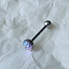 Gradient Color Flat Round Scale Stainless Steel Enamel Straight Barbell 15 Gauge Piercing Tongue Rings for Women Men WGF798A-36-1