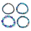 4Pcs Round Natural Chrysocolla & Lapis Lazuli Beads Stretch Rings for Unisex RJEW-JR00750-5