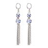 Handmade Flower Printed Porcelain Ceramic Beads Leverback Earrings EJEW-JE06893-3