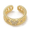 Rack Plating Brass Micro Pave Cubic Zirconia Cuff Finger Rings for Women RJEW-C114-11A-G-2