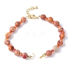 Cubic Zirconia & Natural Dyed Round Imperial Jasper Beaded Bracelet Making KK-F892-23G-1