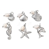Ocean Sea Animals 304 Stainless Steel & Natural Freshwater Pearl Pendants PALLOY-JF06025-1