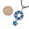 3D Hexagon Seed Beads & Star Glass Pendant Necklaces NJEW-MZ00063-3