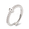 Rack Plating Brass Clear Cubic Zirconia Number 8 Adjustable Rings for Women RJEW-S407-09P-08-1