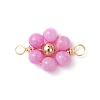 Dyed Natural Shell & Brass Round Beaded Flower Connector Charms PALLOY-JF03464-3
