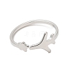 Non-Tarnish 304 Stainless Steel Star & Airplane Open Cuff Ring for Women RJEW-M149-12P-1