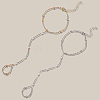 2Pcs 2 Colors Alloy Satellite Chains Finger Ring Bracelets for Women BJEW-CY0001-09-6