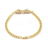 Green Cubic Zirconia Double Leopard Link Bracelet with Curb Chains for Men Women KK-H434-13G-4