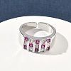 Brass Micro Pave Cubic Zirconia Cuff Open Rings RJEW-C158-04P-6