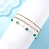 Dyed Natural Agate Nuggets & 304 Stainless Steel Link Chain 3 Layer Anklets for Women AJEW-AN00743-01-3