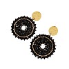 Flat Round 304 Stainless Steel Glass Seed Beads Dangle Stud Earrings FS-WG93238-02-2