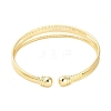 Brass Micro Pave Clear Cubic Zirconia 3-Line Open Cuff Bangles for Women BJEW-M312-06G-3