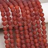 Frosted Natural Red Agate Beads Strands G-F372-8mm-01-5