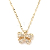 Brass Micro Pave Clear Cubic Zirconia Bowknot Pendant Necklaces for Women NJEW-S432-02G-02-1