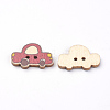 2-Hole Printed Wooden Buttons WOOD-S037-028-2