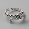 Alloy Snake Cuff Ring with Rhinestone RJEW-WH0002-22-3