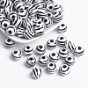 Chunky Bubblegum White and Black Acrylic Zebra Striped Style Heart Beads X-SACR-C020-42-1