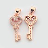 Brass Micro Pave Cubic Zirconia Skeleton Key Pendants ZIRC-N009-28M-2
