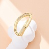 Brass Micro Pave Clear Cubic Zirconia Cuff Rings for Women RJEW-U043-13G-1