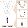 ANATTASOUL 8Pcs 8 Styles Natural Amethyst & Synthetic Blue Goldstone Pendant Necklaces Set with Alloy Chains NJEW-AN0001-49-3