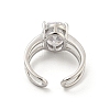 Oval Brass Micro Pave Clear Cubic Zirconia Open Cuff Rings RJEW-G309-37P-3