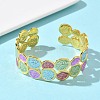 Multicolor Brass Enamel Cuff Bangles for Women BJEW-G787-02G-01-2