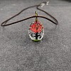 Alloy Wire Wrapped Oval Glass Inner Dried Flower Tree Pendant Waxed Cord Necklaces for Women FS-WG6B63C-13-1